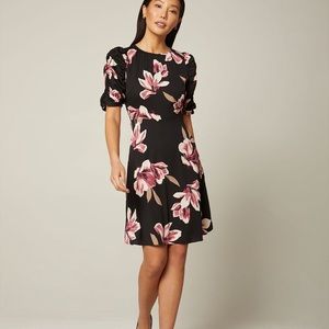 Rw&Co Rushed Sleeve Fit and Flare Dress